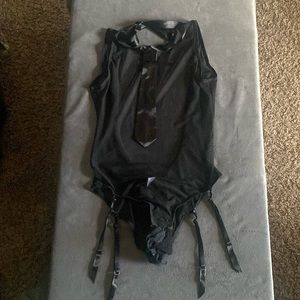 Beautiful satin bow tie front, lacy intimate wear! Ruffle bottom